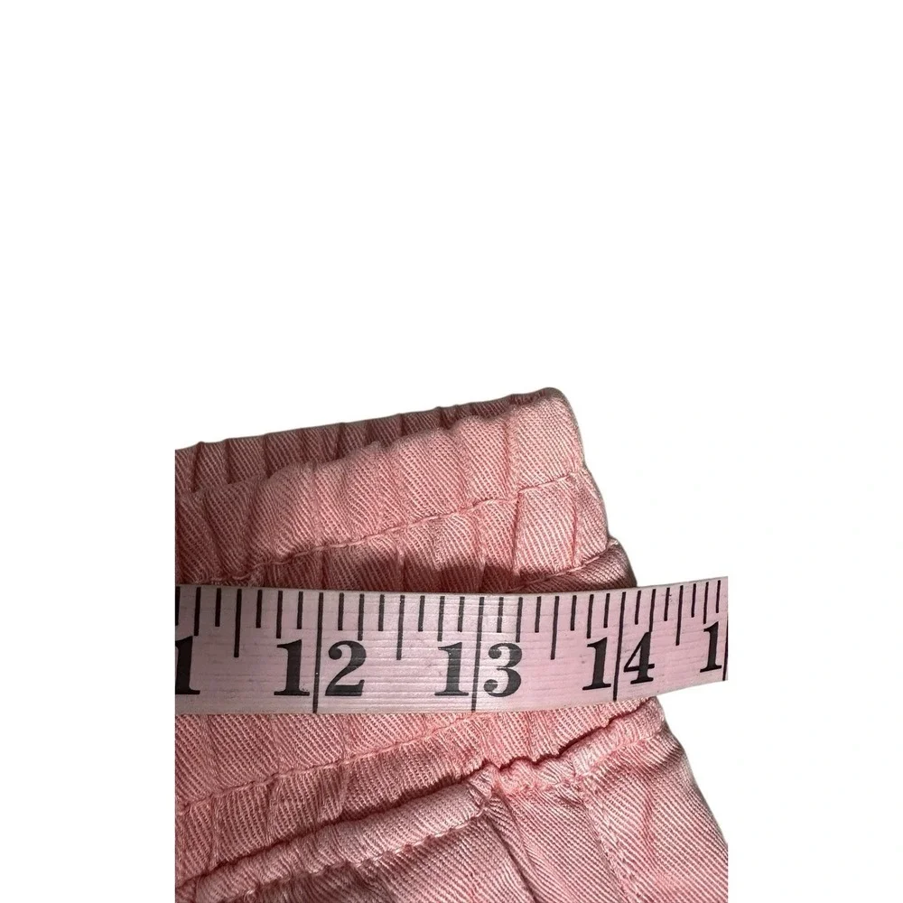 Zara‎ Linen Blend Joggers Womens Drawstring Size Small Pink Fringe